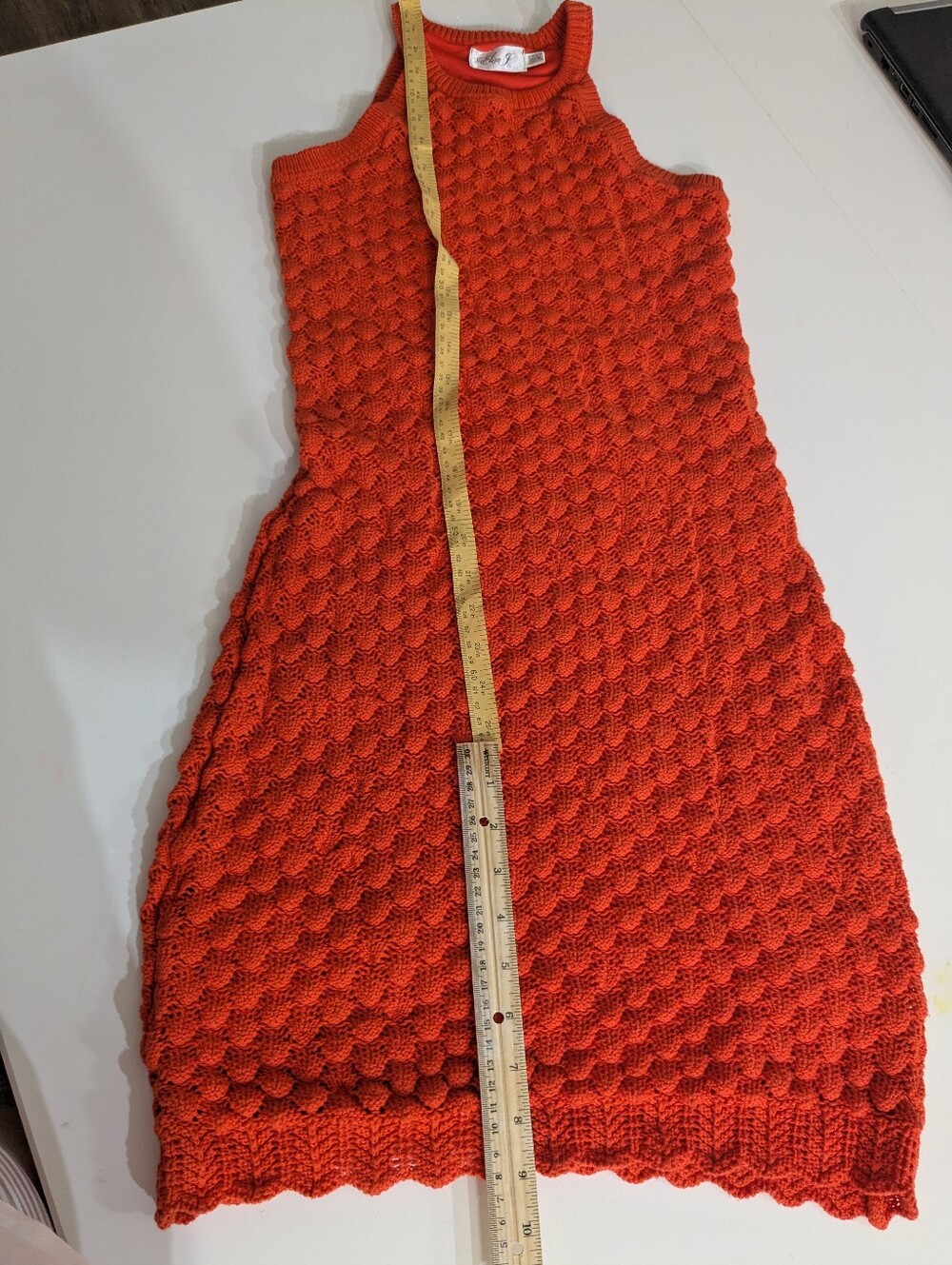 Eliza J Sleeveless Textured Knit Mini Dress in Bright Orange